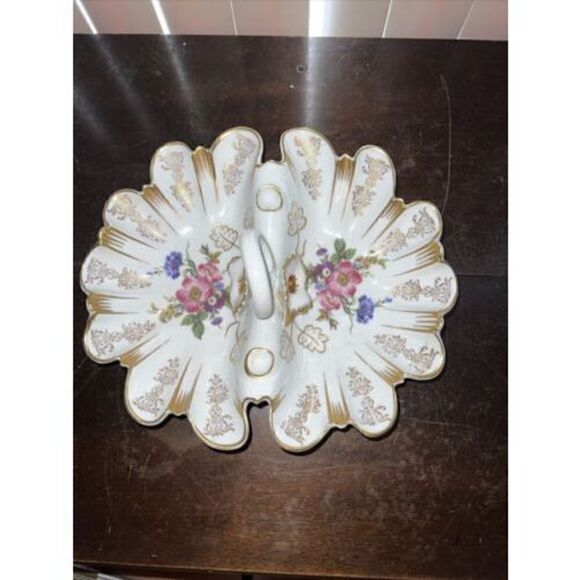 Gerold-Porzellan Bavaria Decorative Split Serving Dish Bowl Handle West Germany - Picture 2 of 9